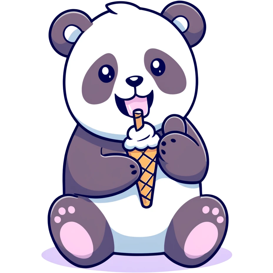 Panda eating ice cream emoji