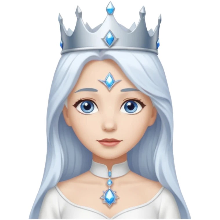 Good Witch of the North from The Wizard of Oz with light skin, blue eyes, long white hair, white outfit and crown emoji