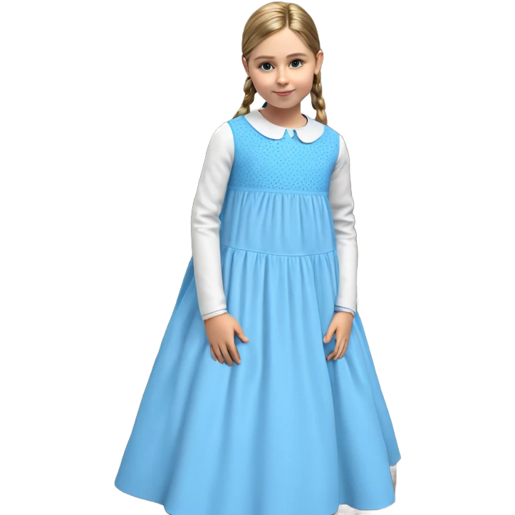 child in blue dress on stairs emoji