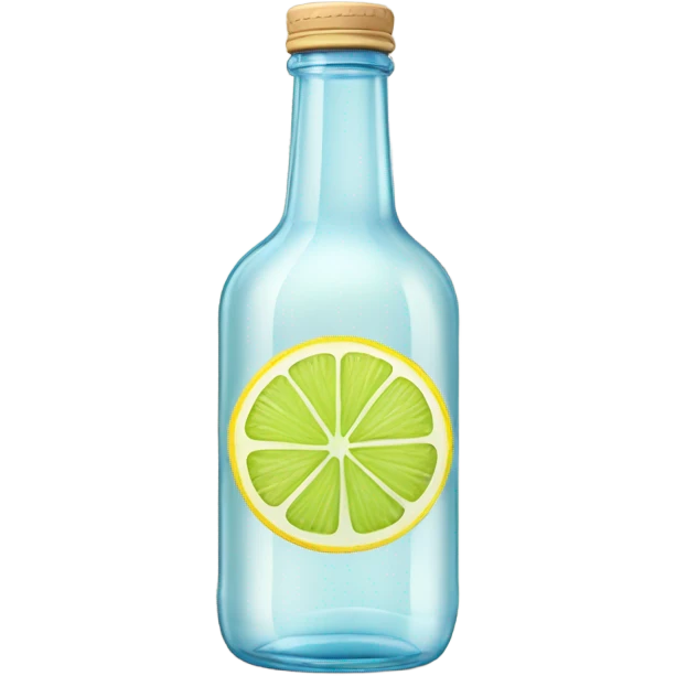 glass bottle of clear water with lemon and lime wheels tan cap emoji