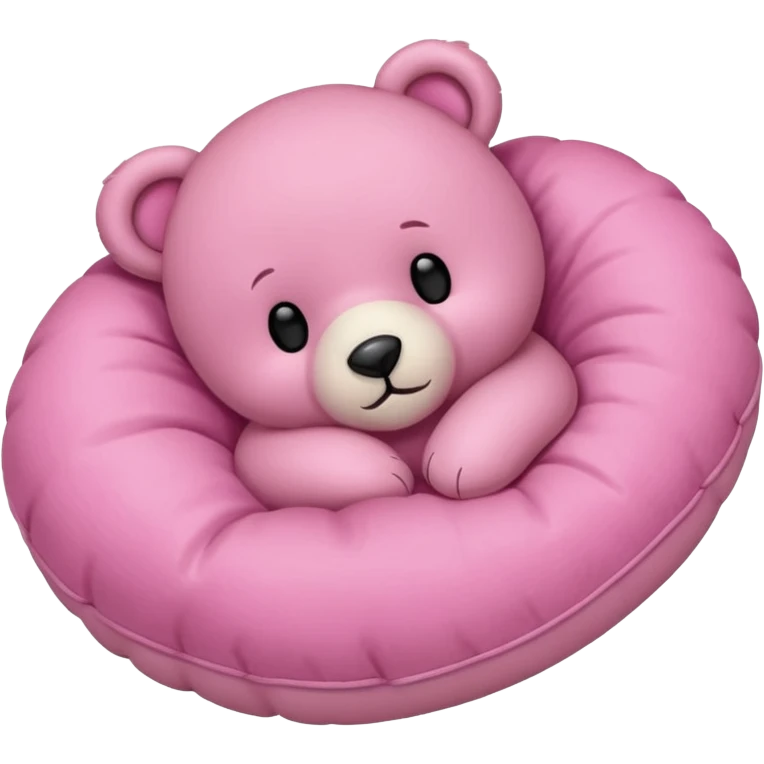 Pink teddy bear sleeping on a pillow  emoji