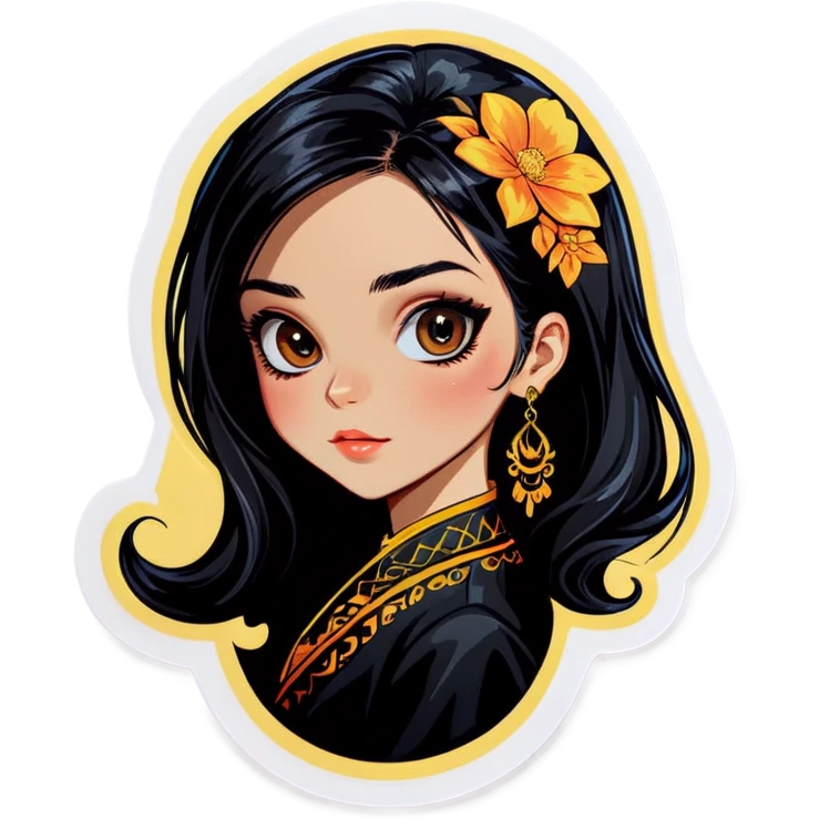 girl with black hair jewelry emoji