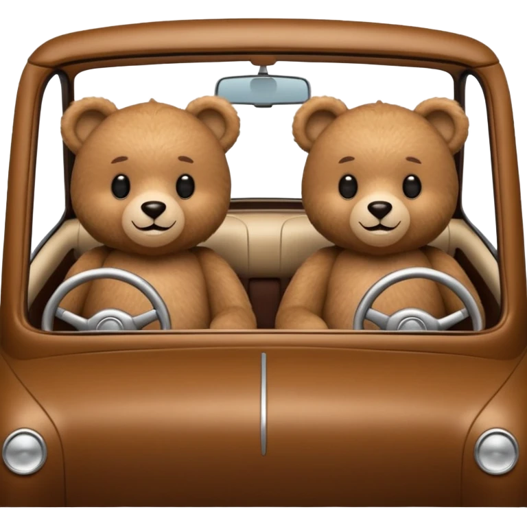 Two teddy bears in car emoji