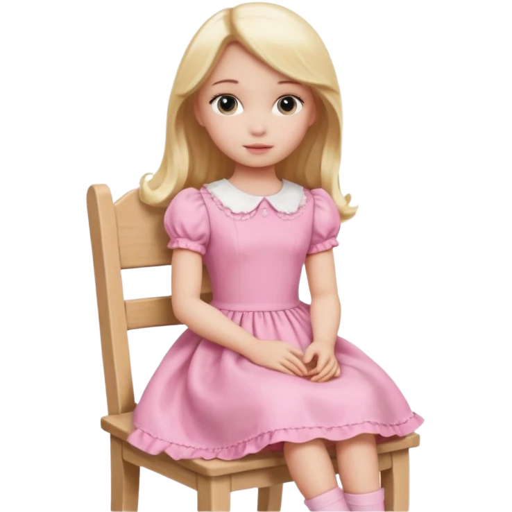 Blonde Doll wearing pink sitting On The Chair  emoji