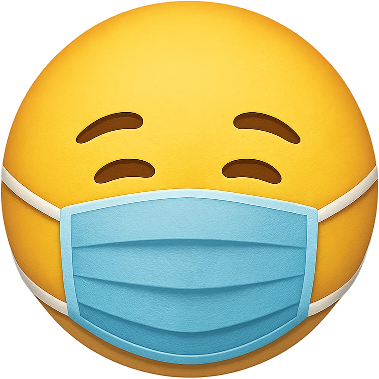 yellow face with medical mask emoji, digital illustration, no background emoji