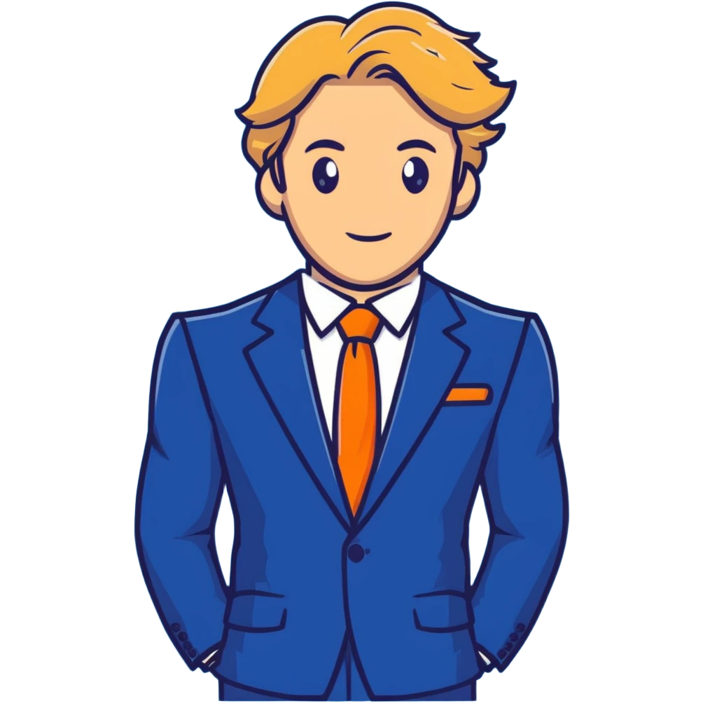 businessman with blonde hair and blue suit emoji