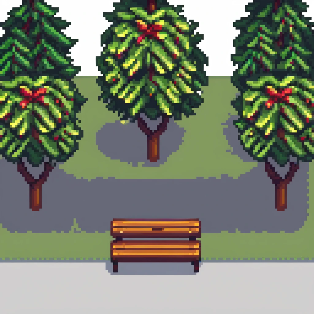 city park with trees and bench emoji