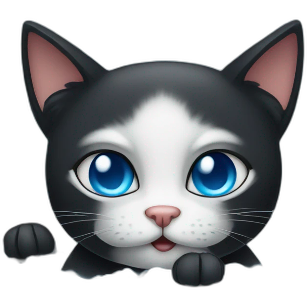 a black cat with blue eyes taking a steam bath emoji