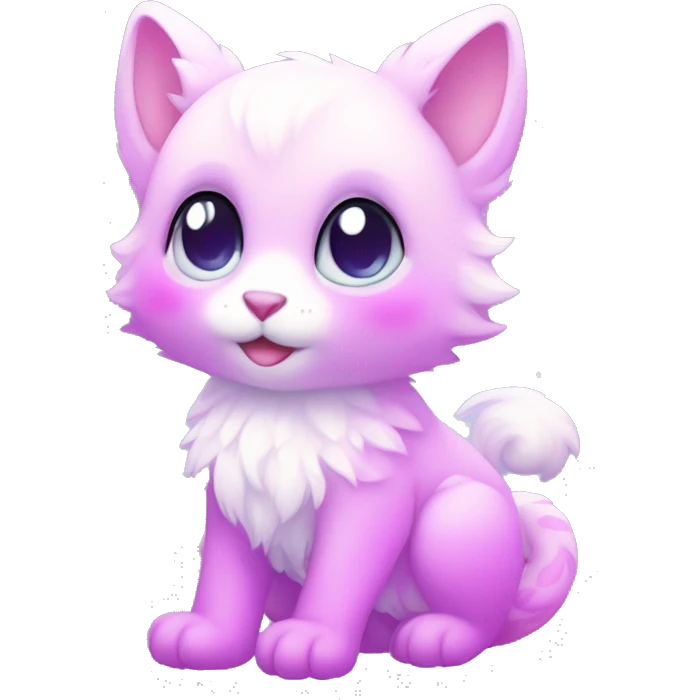 Kawaii cute gorgeous colorful sparkly bright light pastel lilac-pink-white-gradient fantasy ethereal fursona animal creature emoji