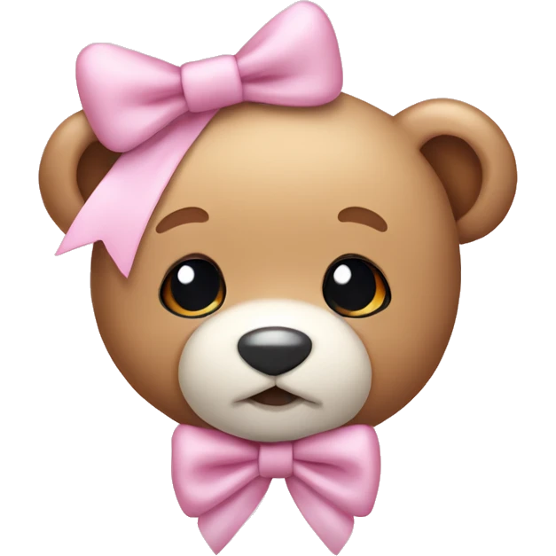 teddy bear plushy wearing a light pink hair bow emoji