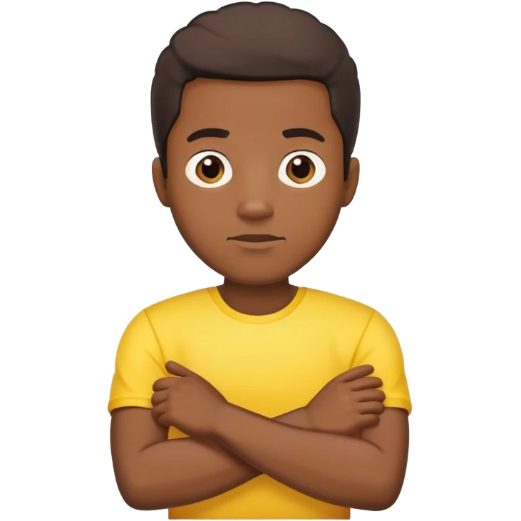 Black man, wearing a yellow shirt, folding his arms. emoji
