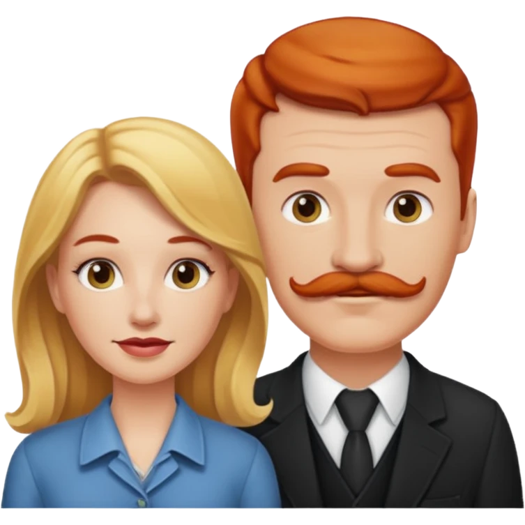 couple who are a blonde woman and redheaded mustached man emoji