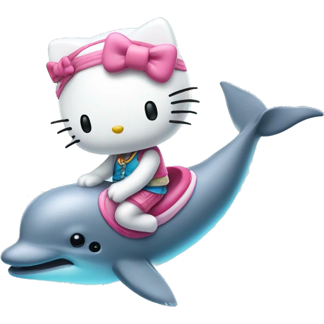 Hello kitty riding dolphin emoji
