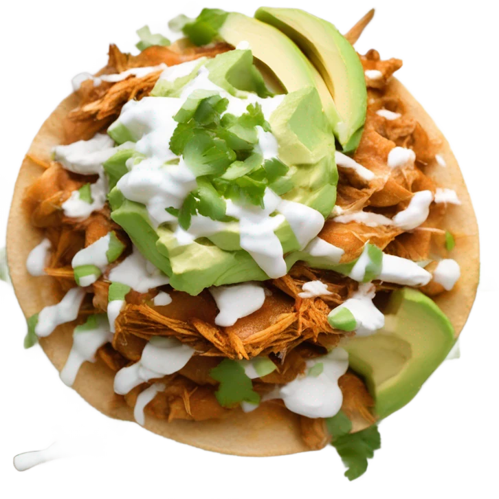 Shredded Chicken Tinga Tostada on plate emoji