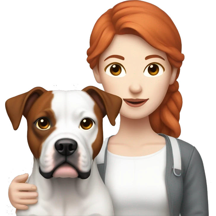 Red haired couple holding black and white English staffordshire emoji