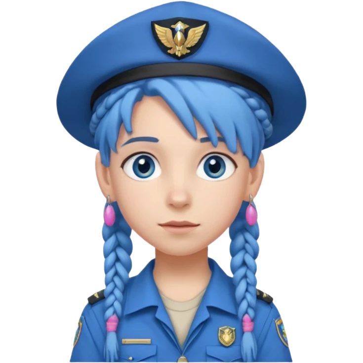 very pretty boy big blue eyes, scout girl with pretty pink uniform, blue dreadlocks, and big earrings and scouts hat emoji