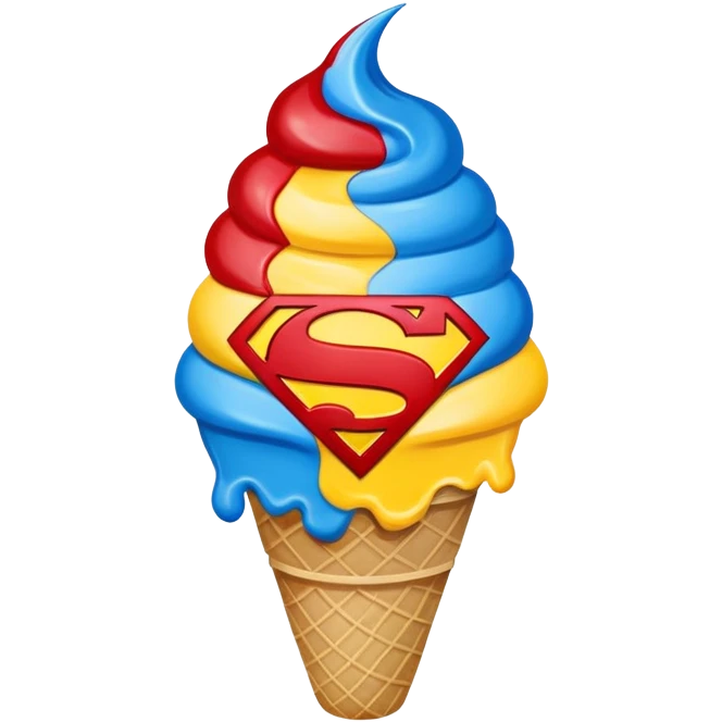 Superman ice cream blue red yellow  emoji
