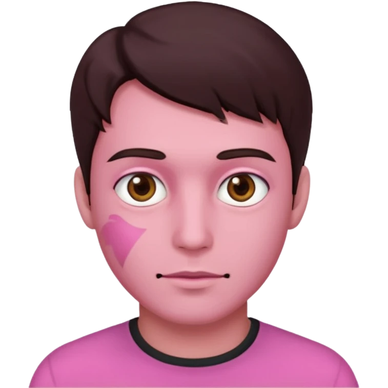 He is supposed to have all pink skin and dark brown hair and hazel eyes emoji