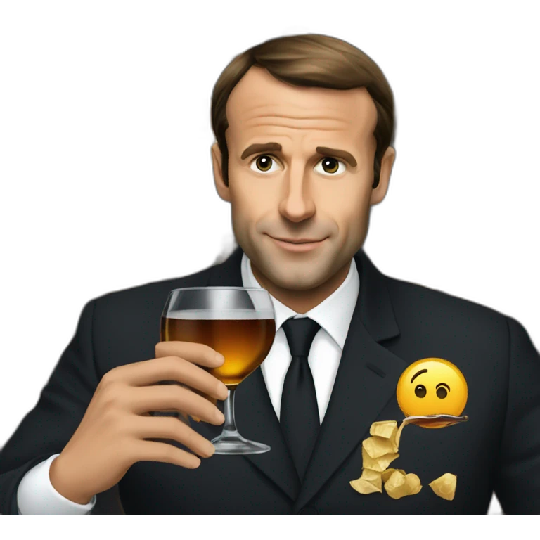 Macron drinking whiskies  emoji