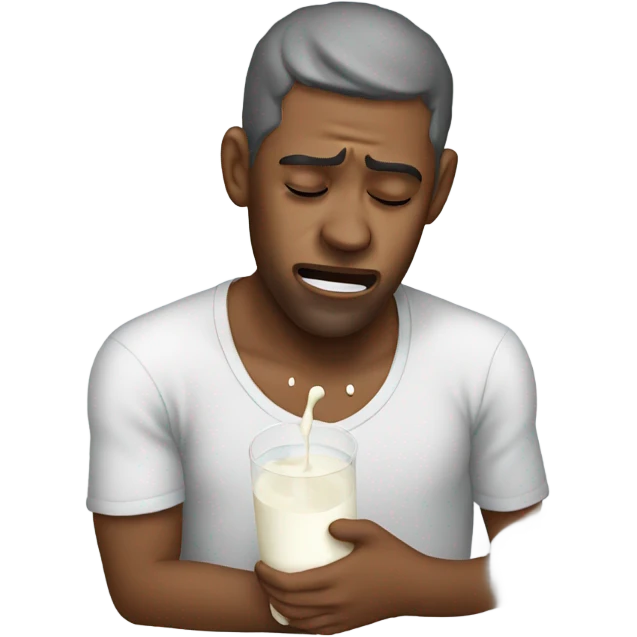 Man crying with milk all over him emoji