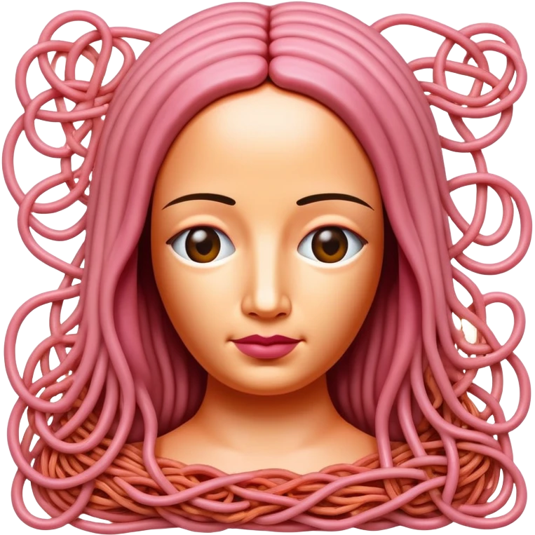monalisa made of SPAM meat melted pink  spaghetti portrait emoji