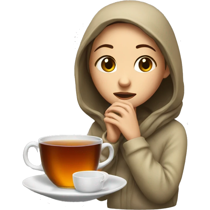 Girl sick with tea emoji