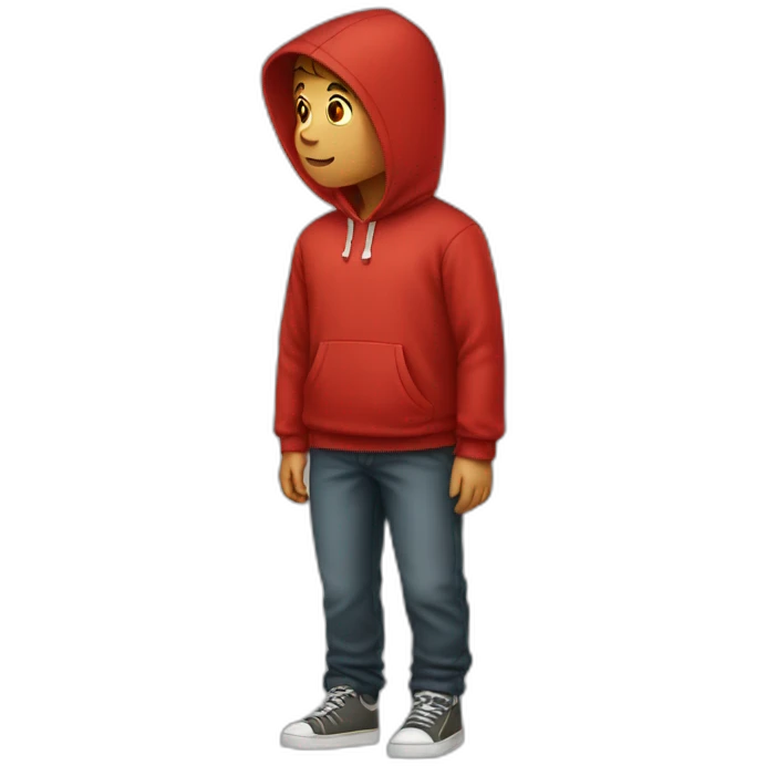 red hoodie Young boy looking indoors emoji