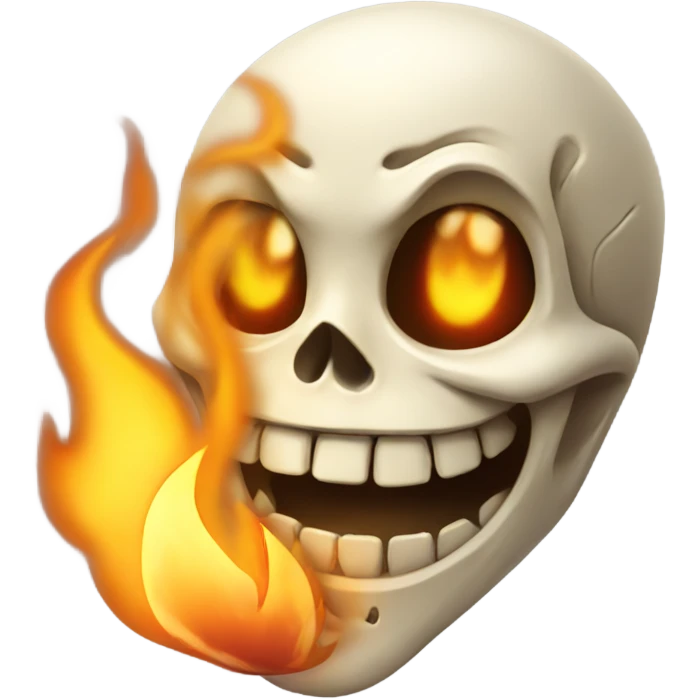 Skeleton face with flame laughing so hard   emoji