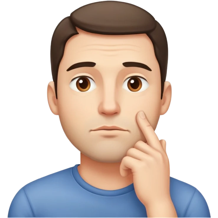 35 yers old man, pensive and tapping chin emoji