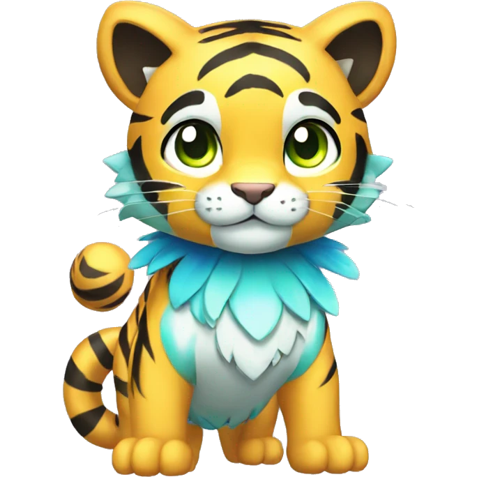 Colorful Shiny Kawaii Cute Tiger-Fakémon-Pokémon full body emoji