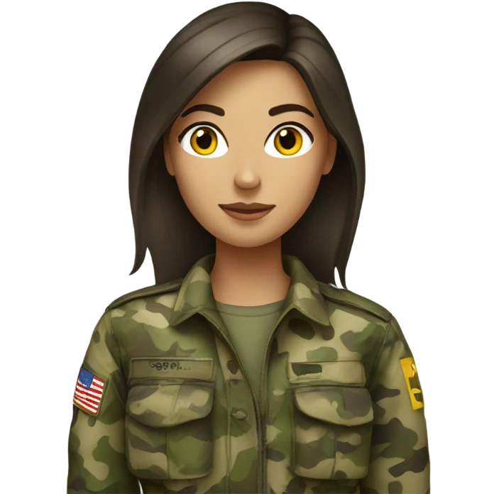 Brunette girl in camo emoji