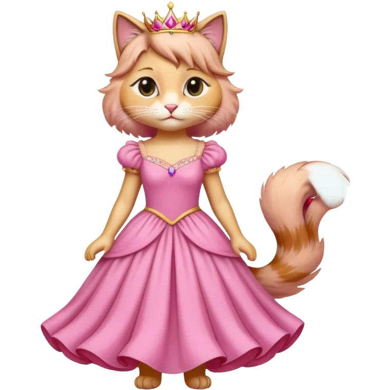 princess cat with a flowing pink dress emoji