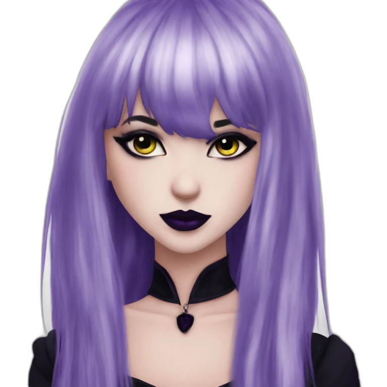 Elissabat-with-bangs-long-hair-dark-purple-and-black-vampire-goth-makeup-pinkeyes-gothcloses emoji