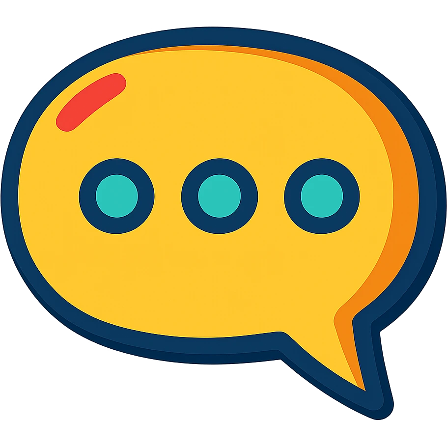 speech bubble icon, vibrant color, playful, cartoon style emoji