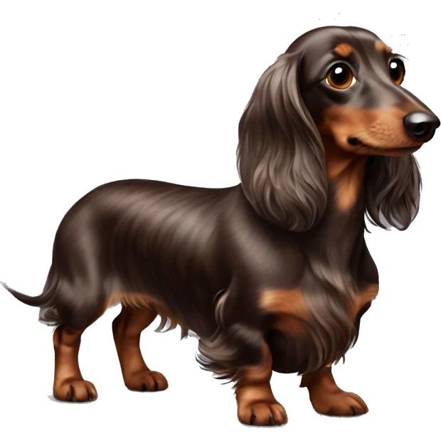 Chocolate dapple long haired dachshund spotted emoji