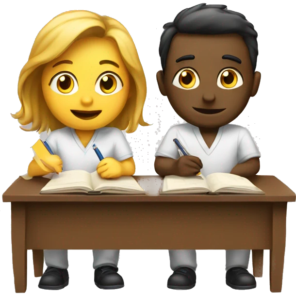 2 emojis studying together emoji
