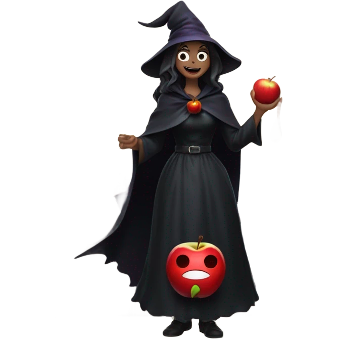 witch in Kitchen and apple poison emoji