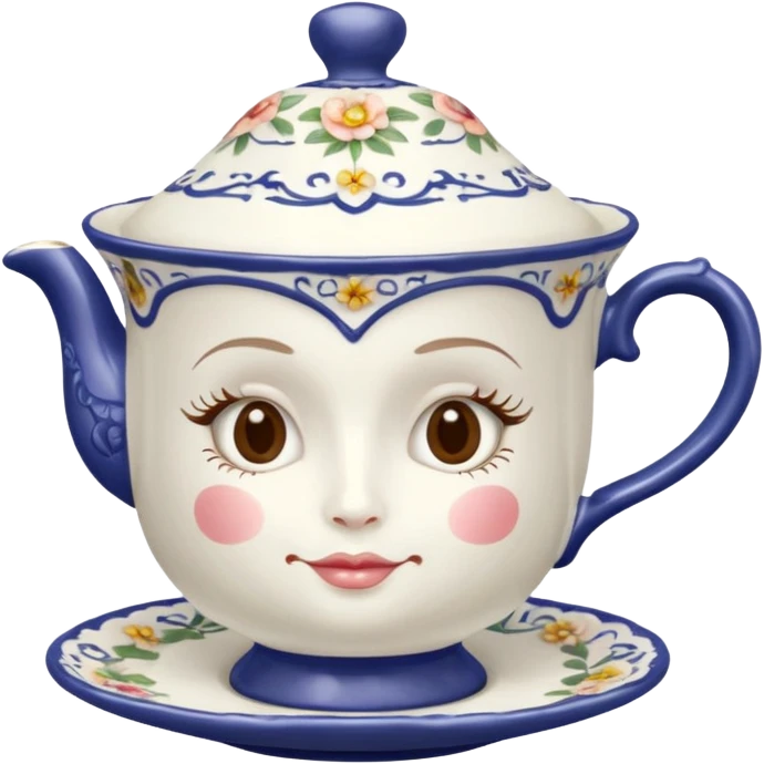 Madeleine Hatter inspired teacup with face emoji