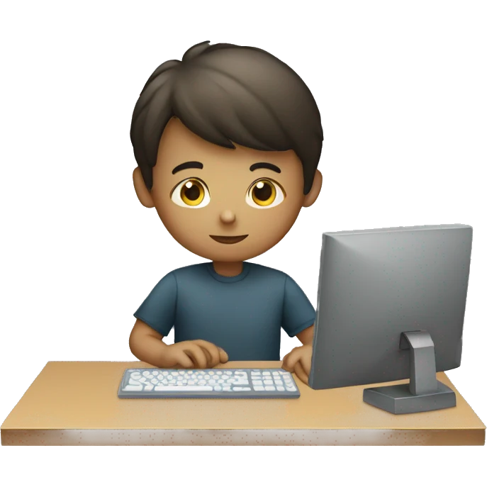 Boy working on computer emoji