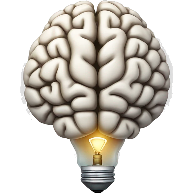 human brain with an idea lightbulb emoji