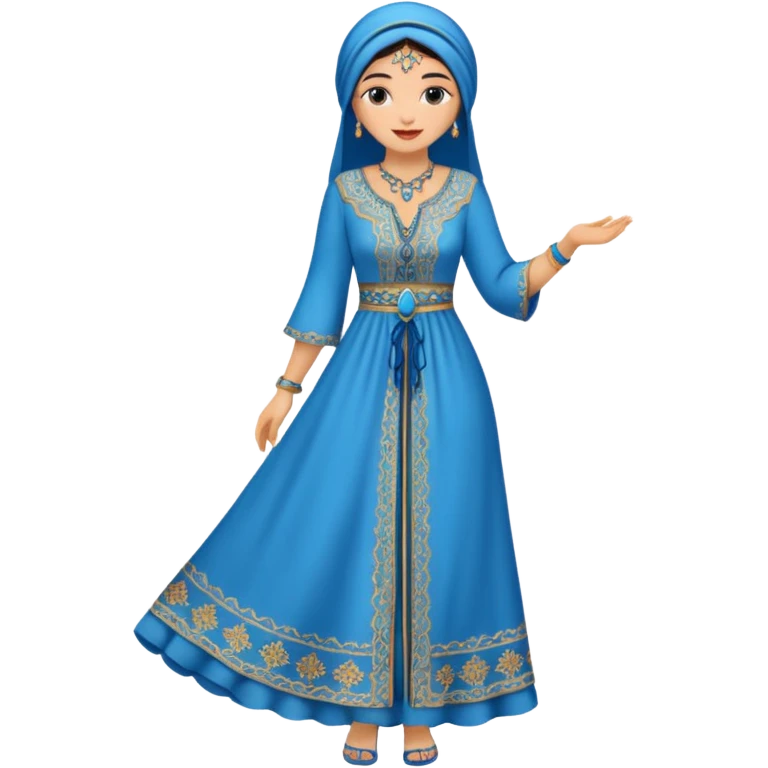 woman in moroccan culture style blue detailed dress emoji
