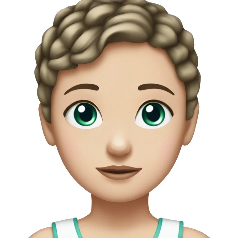LightBrunette darkgreen eyed White girl with a baby girl short hair blue eyes pink bows emoji