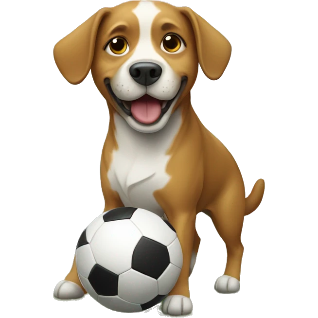 Dog playing soccer emoji