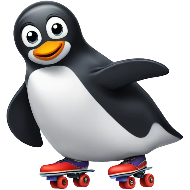 Penguin rollerskating  emoji