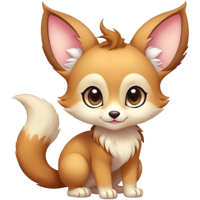 Kawaii bright colorful fantasy ethereal anthro fursona animal with a tufted tail and round ears emoji
