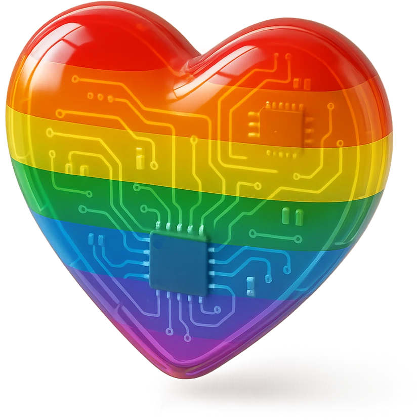 rainbow pride heart, 3D emoji style, no text, with a glossy look emoji