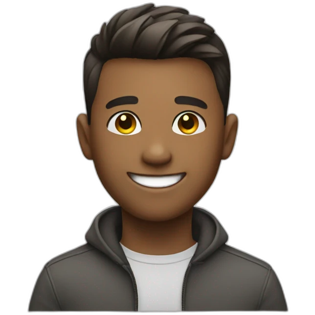 Handsome boy with a perfect haircut smiling  emoji