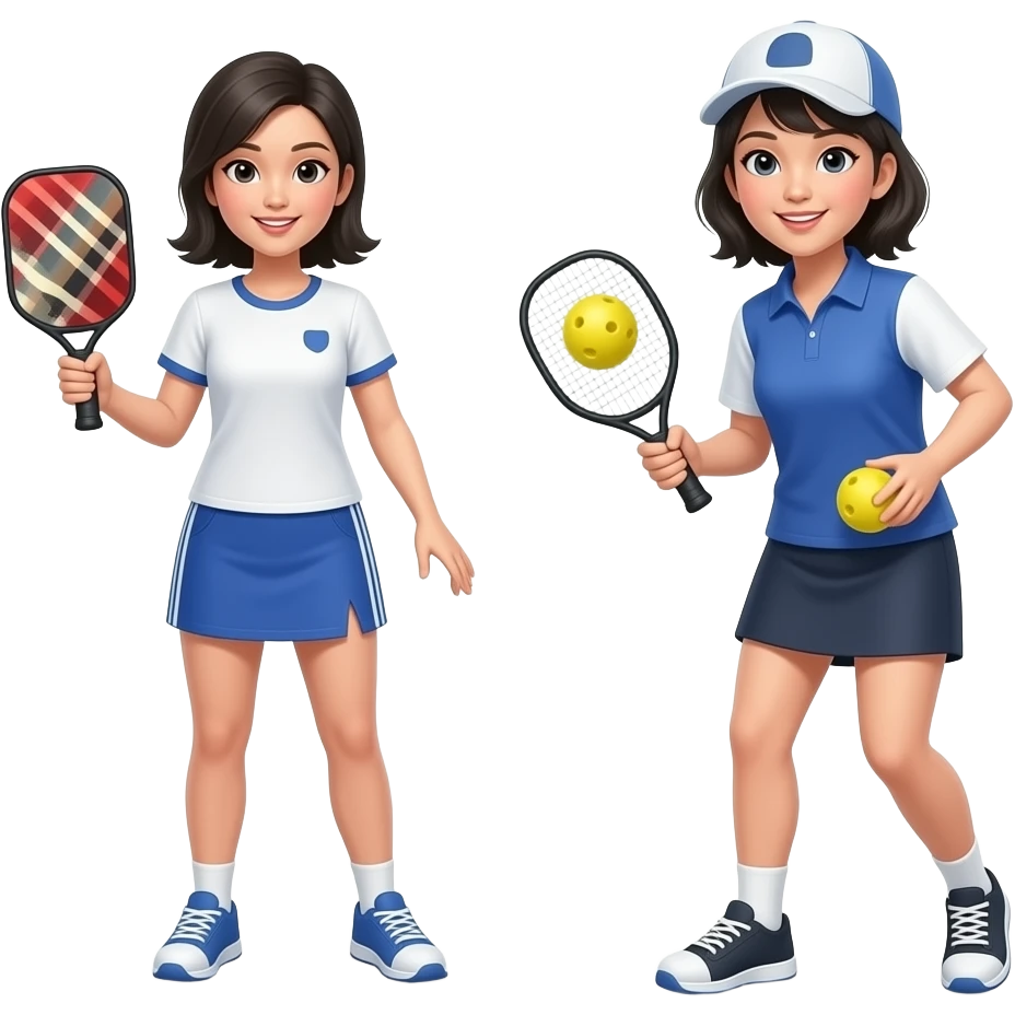 Pickleball asian ladies emoji