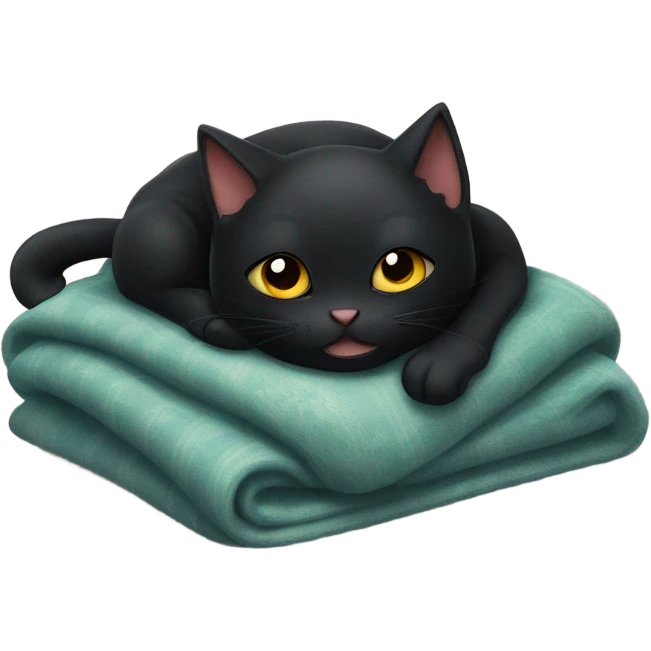 black cat sucking on a blanket emoji