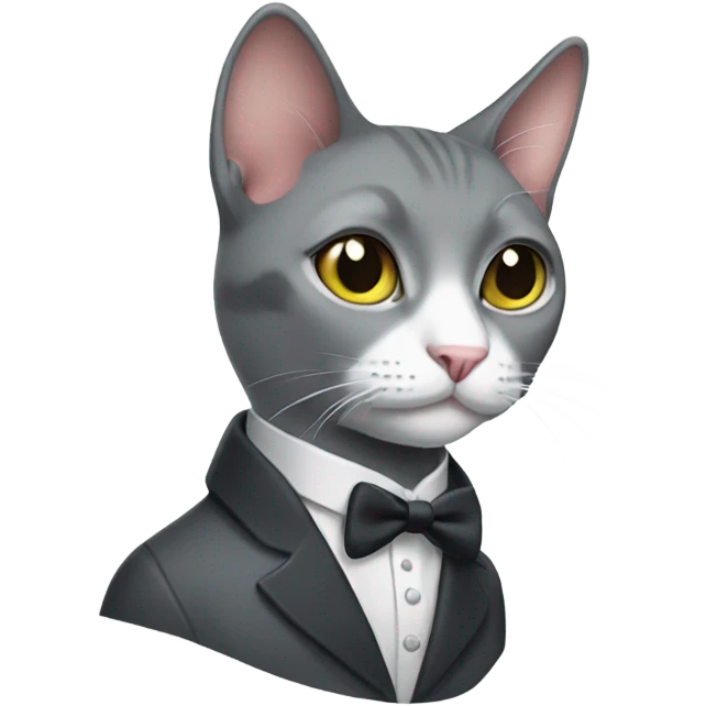 Grey tuxedo cat emoji